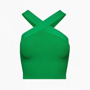 COPY - SCULPT KNIT CRISS CROSS CROPPED TANK GLOSS GREEN